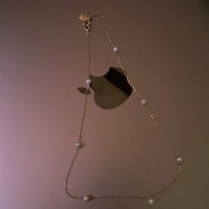 Short gold over silver little pearl necklace